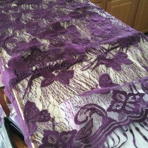 Lovely purple Lacey scarf or shawl. Butterfly’s, flowers and lace-